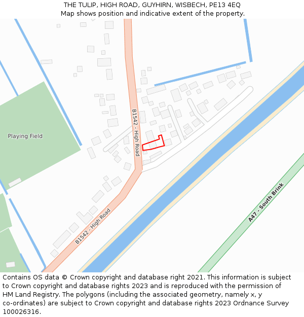 THE TULIP, HIGH ROAD, GUYHIRN, WISBECH, PE13 4EQ: Location map and indicative extent of plot