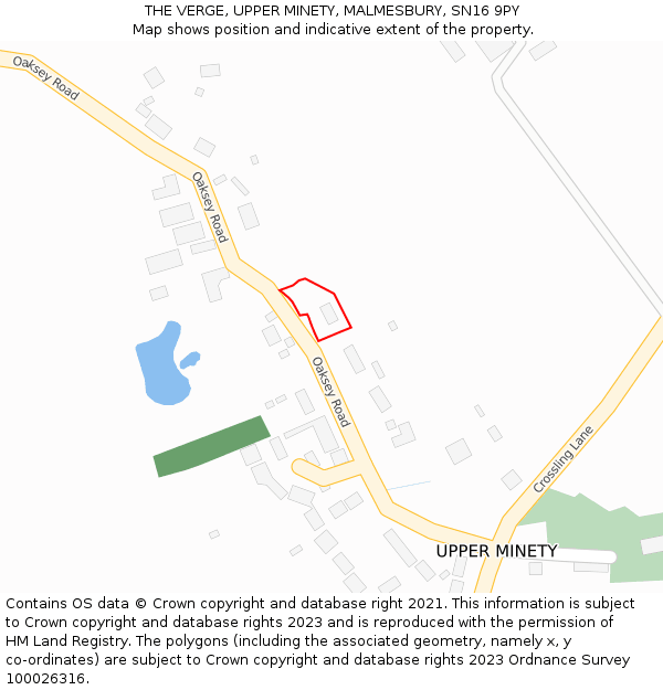 THE VERGE, UPPER MINETY, MALMESBURY, SN16 9PY: Location map and indicative extent of plot