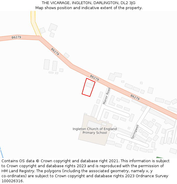 THE VICARAGE, INGLETON, DARLINGTON, DL2 3JG: Location map and indicative extent of plot