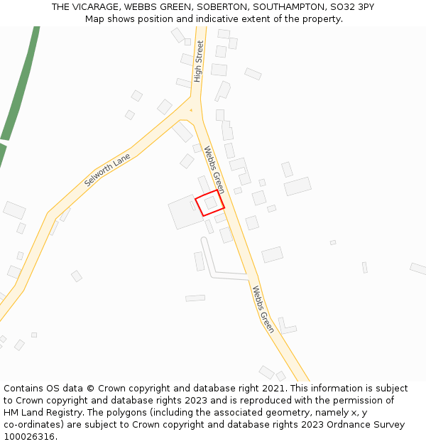 THE VICARAGE, WEBBS GREEN, SOBERTON, SOUTHAMPTON, SO32 3PY: Location map and indicative extent of plot