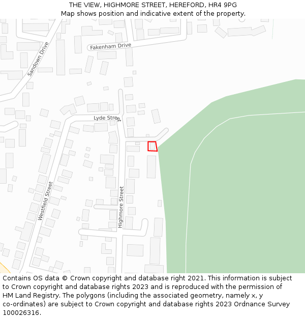 THE VIEW, HIGHMORE STREET, HEREFORD, HR4 9PG: Location map and indicative extent of plot