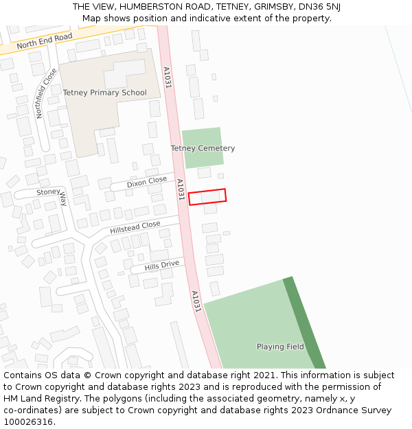 THE VIEW, HUMBERSTON ROAD, TETNEY, GRIMSBY, DN36 5NJ: Location map and indicative extent of plot