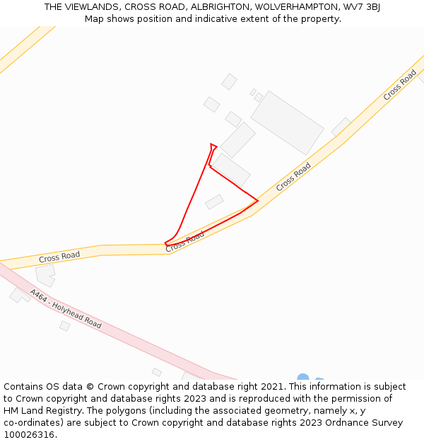 THE VIEWLANDS, CROSS ROAD, ALBRIGHTON, WOLVERHAMPTON, WV7 3BJ: Location map and indicative extent of plot