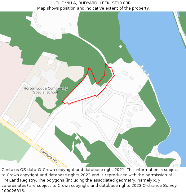 THE VILLA, RUDYARD, LEEK, ST13 8RP: Location map and indicative extent of plot