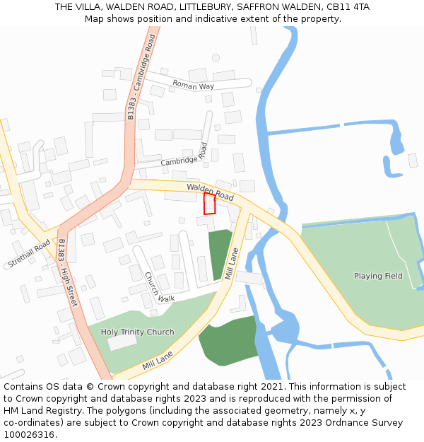 THE VILLA, WALDEN ROAD, LITTLEBURY, SAFFRON WALDEN, CB11 4TA: Location map and indicative extent of plot