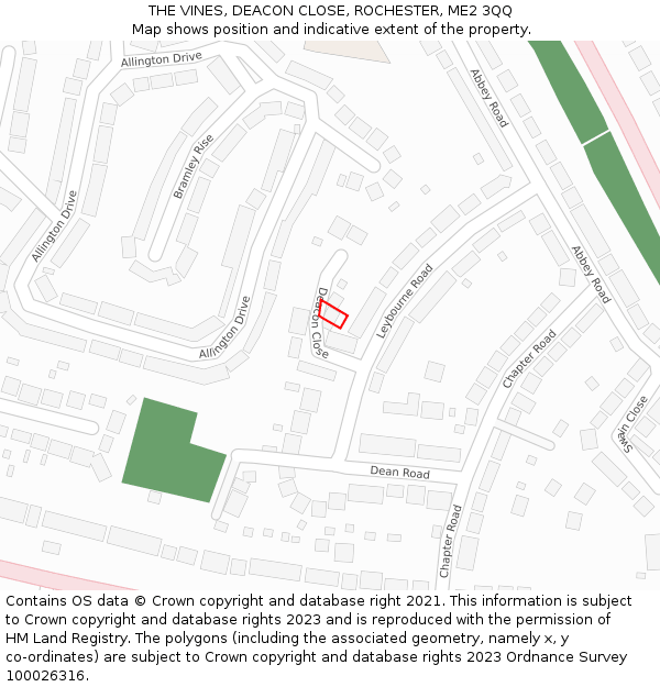 THE VINES, DEACON CLOSE, ROCHESTER, ME2 3QQ: Location map and indicative extent of plot