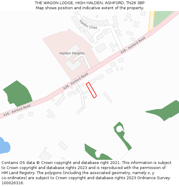 THE WAGON LODGE, HIGH HALDEN, ASHFORD, TN26 3BP: Location map and indicative extent of plot