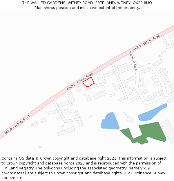 THE WALLED GARDENS, WITNEY ROAD, FREELAND, WITNEY, OX29 8HQ: Location map and indicative extent of plot