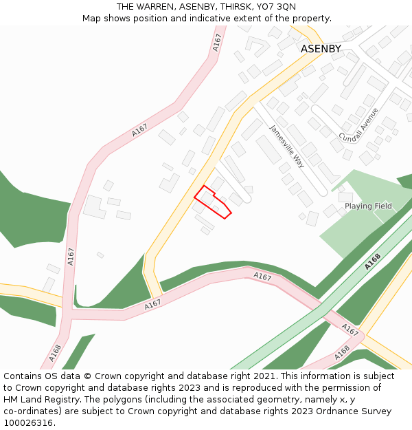 THE WARREN, ASENBY, THIRSK, YO7 3QN: Location map and indicative extent of plot