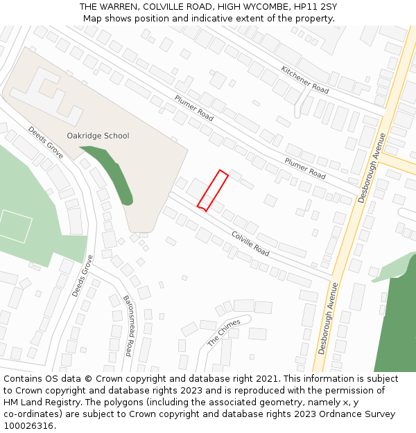 THE WARREN, COLVILLE ROAD, HIGH WYCOMBE, HP11 2SY: Location map and indicative extent of plot