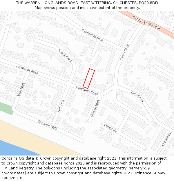 THE WARREN, LONGLANDS ROAD, EAST WITTERING, CHICHESTER, PO20 8DD: Location map and indicative extent of plot