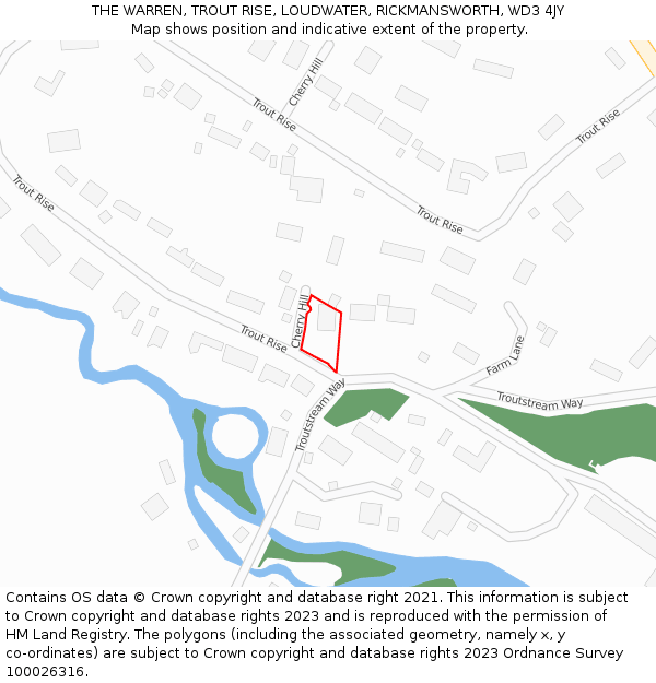 THE WARREN, TROUT RISE, LOUDWATER, RICKMANSWORTH, WD3 4JY: Location map and indicative extent of plot