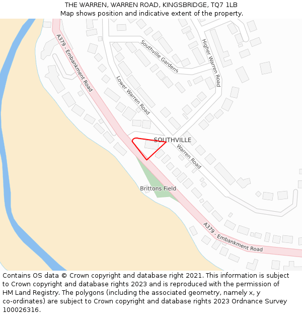 THE WARREN, WARREN ROAD, KINGSBRIDGE, TQ7 1LB: Location map and indicative extent of plot