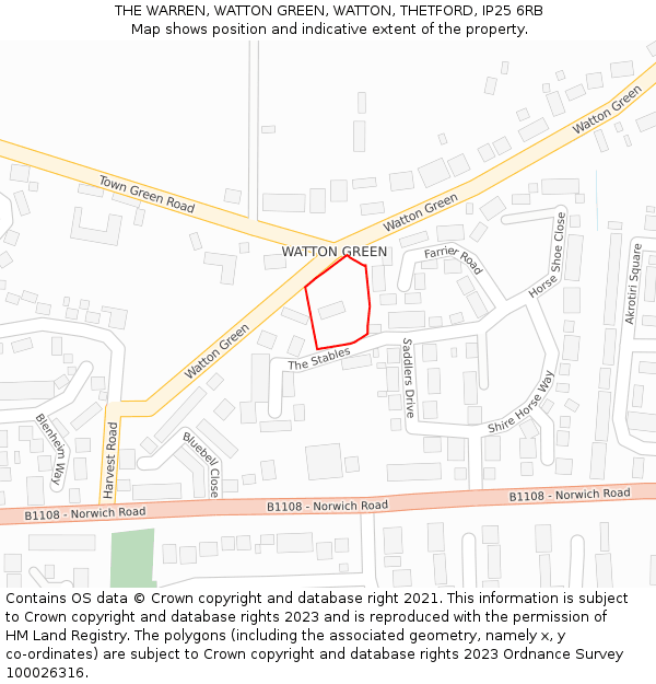 THE WARREN, WATTON GREEN, WATTON, THETFORD, IP25 6RB: Location map and indicative extent of plot