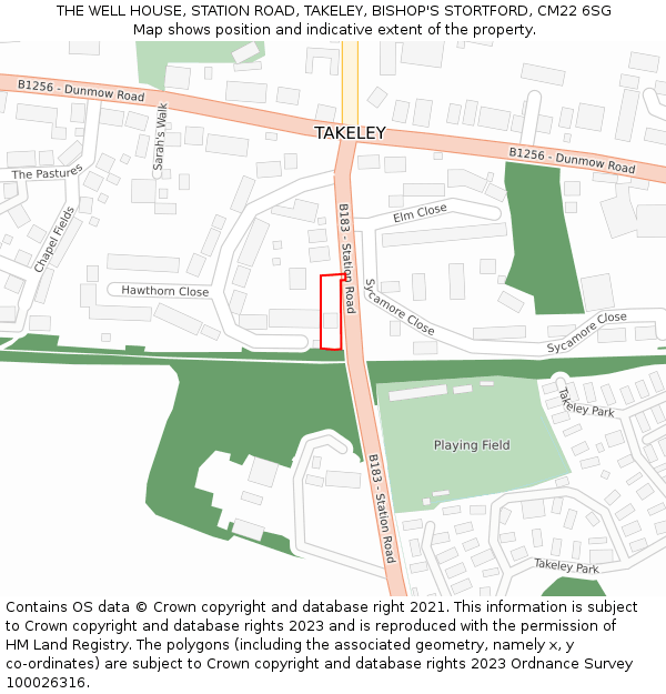 THE WELL HOUSE, STATION ROAD, TAKELEY, BISHOP'S STORTFORD, CM22 6SG: Location map and indicative extent of plot