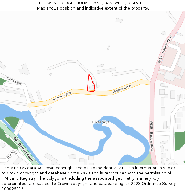 THE WEST LODGE, HOLME LANE, BAKEWELL, DE45 1GF: Location map and indicative extent of plot