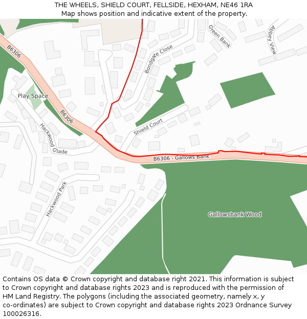 THE WHEELS, SHIELD COURT, FELLSIDE, HEXHAM, NE46 1RA: Location map and indicative extent of plot