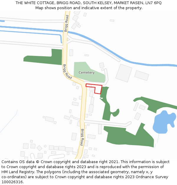 THE WHITE COTTAGE, BRIGG ROAD, SOUTH KELSEY, MARKET RASEN, LN7 6PQ: Location map and indicative extent of plot