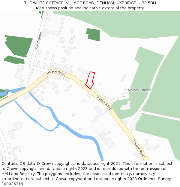 THE WHITE COTTAGE, VILLAGE ROAD, DENHAM, UXBRIDGE, UB9 5BH: Location map and indicative extent of plot