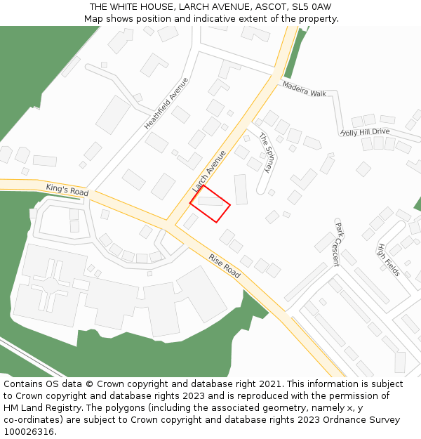 THE WHITE HOUSE, LARCH AVENUE, ASCOT, SL5 0AW: Location map and indicative extent of plot