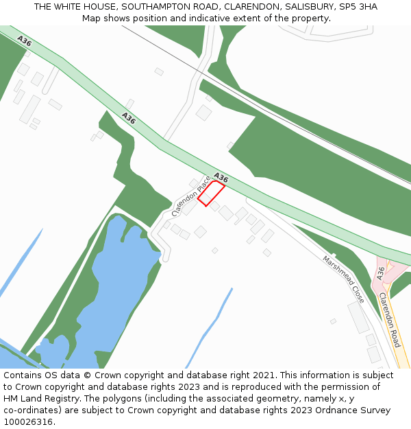 THE WHITE HOUSE, SOUTHAMPTON ROAD, CLARENDON, SALISBURY, SP5 3HA: Location map and indicative extent of plot