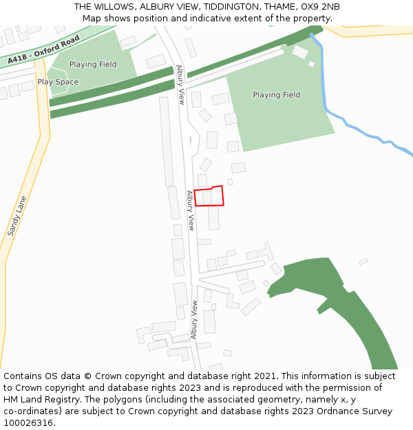 THE WILLOWS, ALBURY VIEW, TIDDINGTON, THAME, OX9 2NB: Location map and indicative extent of plot