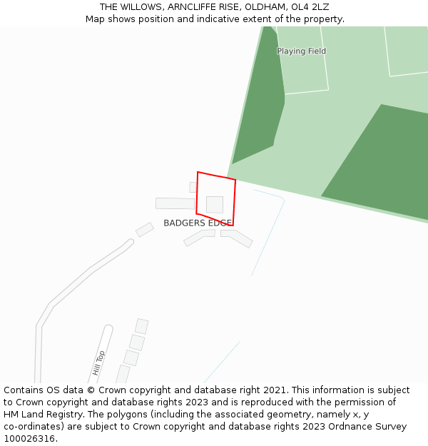 THE WILLOWS, ARNCLIFFE RISE, OLDHAM, OL4 2LZ: Location map and indicative extent of plot