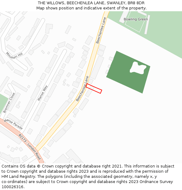THE WILLOWS, BEECHENLEA LANE, SWANLEY, BR8 8DR: Location map and indicative extent of plot