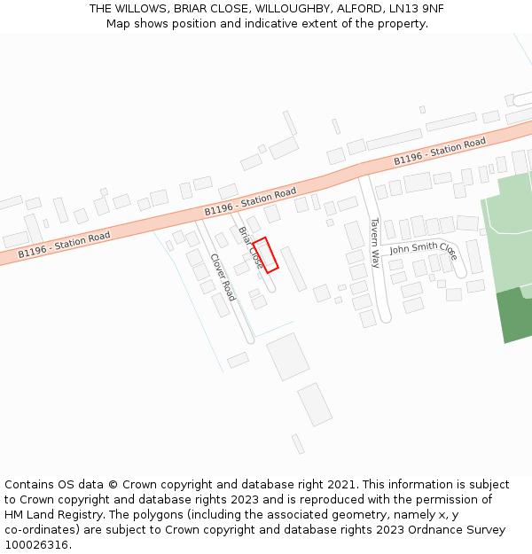 THE WILLOWS, BRIAR CLOSE, WILLOUGHBY, ALFORD, LN13 9NF: Location map and indicative extent of plot