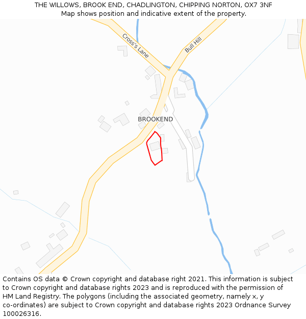 THE WILLOWS, BROOK END, CHADLINGTON, CHIPPING NORTON, OX7 3NF: Location map and indicative extent of plot