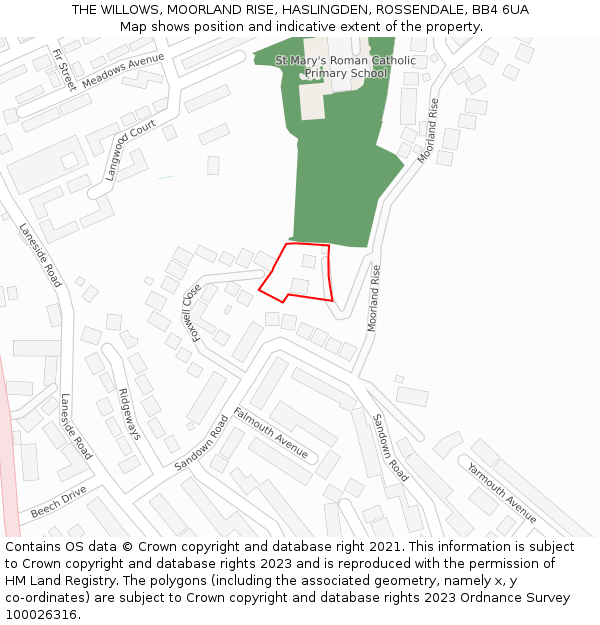 THE WILLOWS, MOORLAND RISE, HASLINGDEN, ROSSENDALE, BB4 6UA: Location map and indicative extent of plot