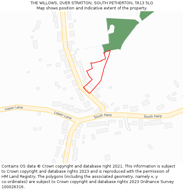 THE WILLOWS, OVER STRATTON, SOUTH PETHERTON, TA13 5LG: Location map and indicative extent of plot