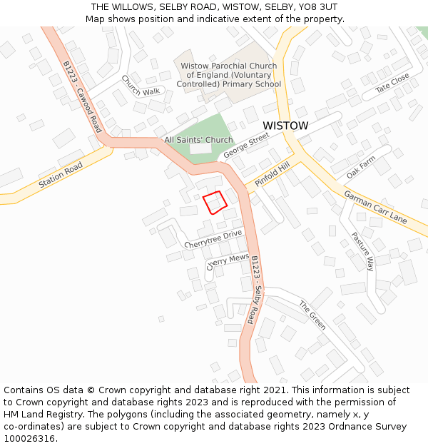 THE WILLOWS, SELBY ROAD, WISTOW, SELBY, YO8 3UT: Location map and indicative extent of plot