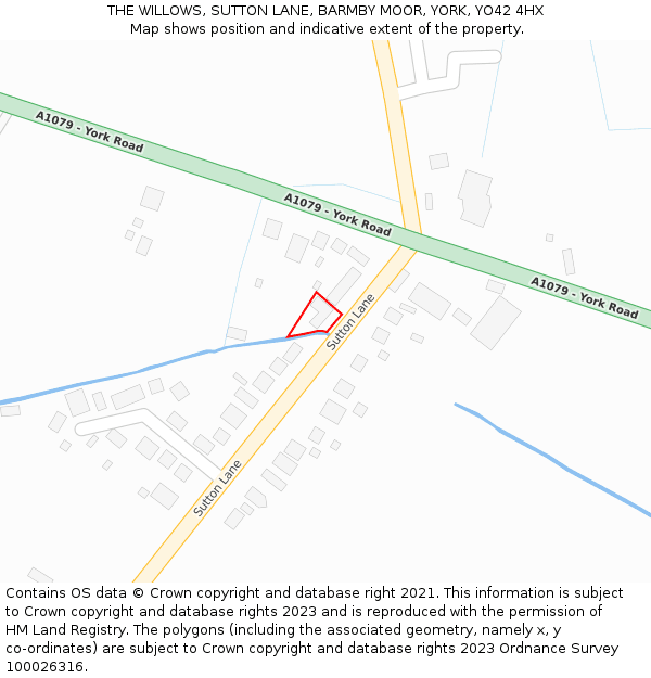 THE WILLOWS, SUTTON LANE, BARMBY MOOR, YORK, YO42 4HX: Location map and indicative extent of plot