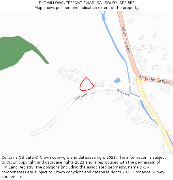 THE WILLOWS, TEFFONT EVIAS, SALISBURY, SP3 5RE: Location map and indicative extent of plot