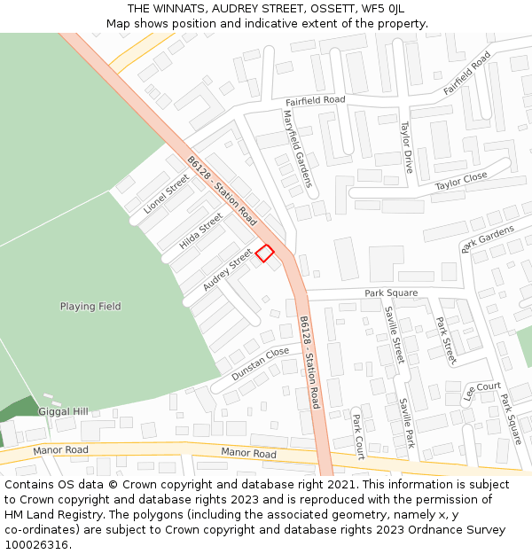 THE WINNATS, AUDREY STREET, OSSETT, WF5 0JL: Location map and indicative extent of plot