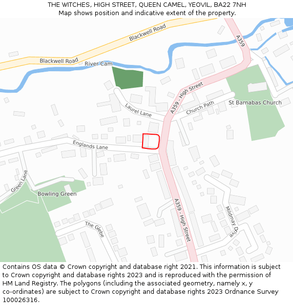 THE WITCHES, HIGH STREET, QUEEN CAMEL, YEOVIL, BA22 7NH: Location map and indicative extent of plot
