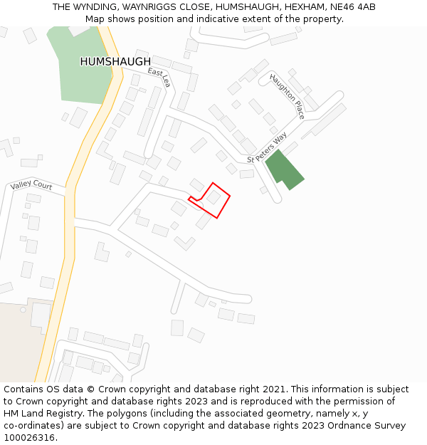 THE WYNDING, WAYNRIGGS CLOSE, HUMSHAUGH, HEXHAM, NE46 4AB: Location map and indicative extent of plot