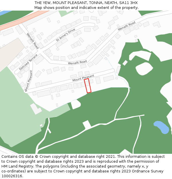 THE YEW, MOUNT PLEASANT, TONNA, NEATH, SA11 3HX: Location map and indicative extent of plot