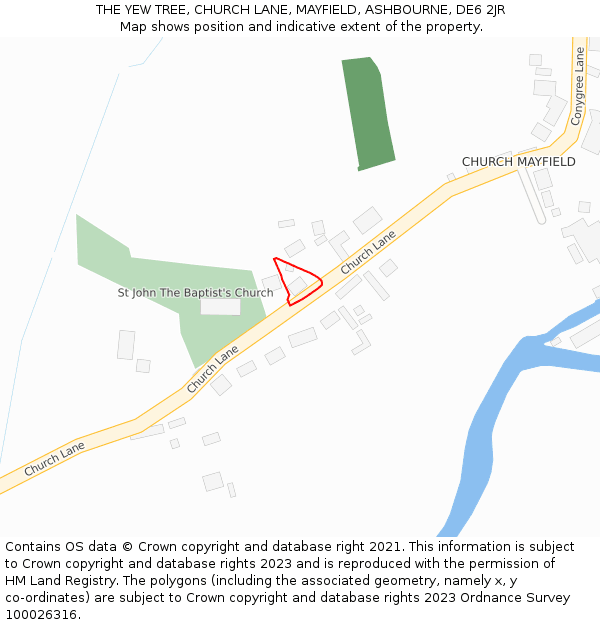 THE YEW TREE, CHURCH LANE, MAYFIELD, ASHBOURNE, DE6 2JR: Location map and indicative extent of plot