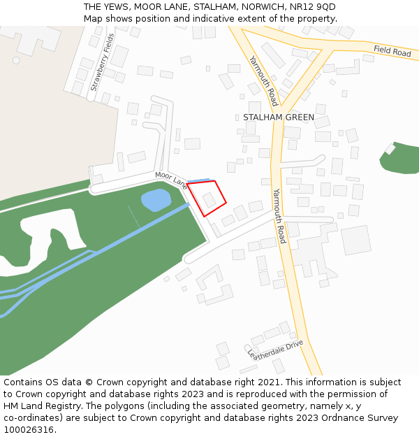 THE YEWS, MOOR LANE, STALHAM, NORWICH, NR12 9QD: Location map and indicative extent of plot