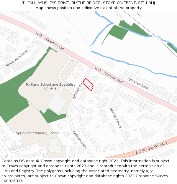 THEKLI, AYNSLEYS DRIVE, BLYTHE BRIDGE, STOKE-ON-TRENT, ST11 9HJ: Location map and indicative extent of plot