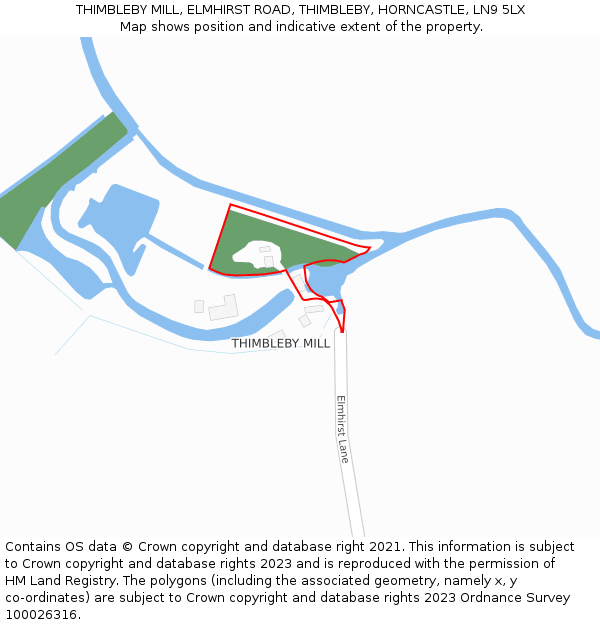 THIMBLEBY MILL, ELMHIRST ROAD, THIMBLEBY, HORNCASTLE, LN9 5LX: Location map and indicative extent of plot