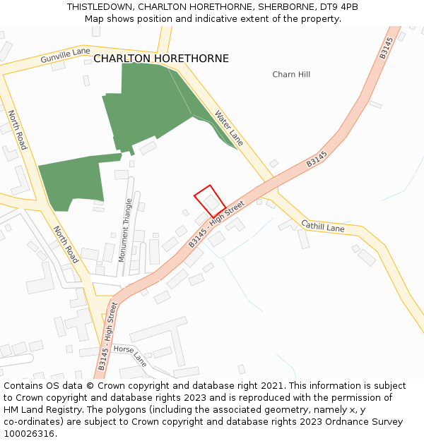 THISTLEDOWN, CHARLTON HORETHORNE, SHERBORNE, DT9 4PB: Location map and indicative extent of plot
