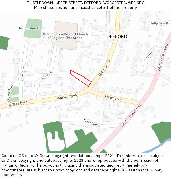 THISTLEDOWN, UPPER STREET, DEFFORD, WORCESTER, WR8 9BG: Location map and indicative extent of plot