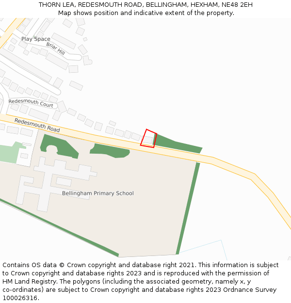 THORN LEA, REDESMOUTH ROAD, BELLINGHAM, HEXHAM, NE48 2EH: Location map and indicative extent of plot