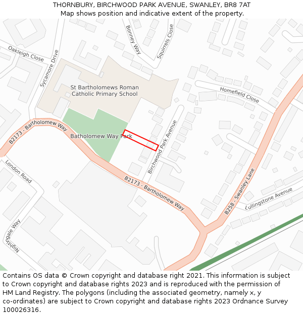 THORNBURY, BIRCHWOOD PARK AVENUE, SWANLEY, BR8 7AT: Location map and indicative extent of plot