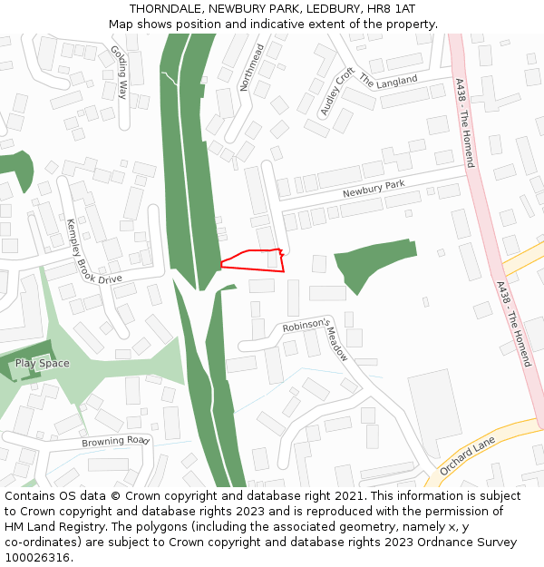 THORNDALE, NEWBURY PARK, LEDBURY, HR8 1AT: Location map and indicative extent of plot