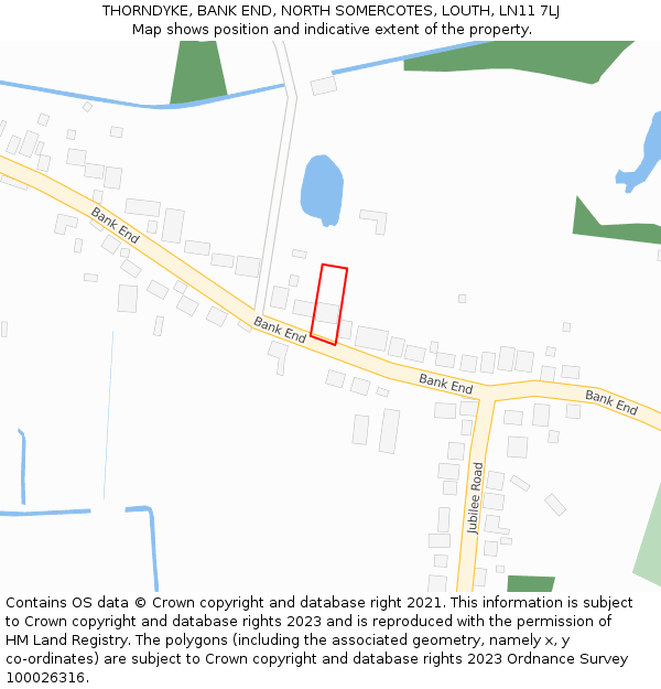 THORNDYKE, BANK END, NORTH SOMERCOTES, LOUTH, LN11 7LJ: Location map and indicative extent of plot