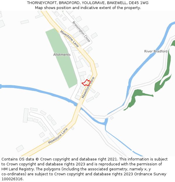 THORNEYCROFT, BRADFORD, YOULGRAVE, BAKEWELL, DE45 1WG: Location map and indicative extent of plot